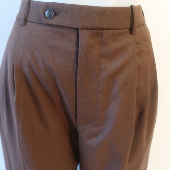 Womens Ronny Kobo Brown (Item- 76) Polyester Wool Blend Pleated Dress Pants 4 - Picture 4 of 14